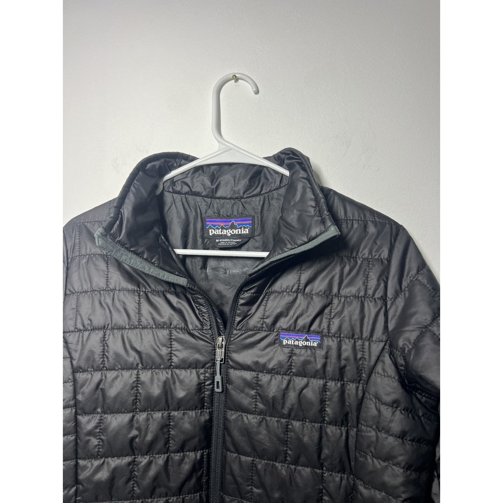 Patagonia Women's Black Nano Full Zip Puffer Jacket Coat - Size Medium, EUC - Picture 7 of 8